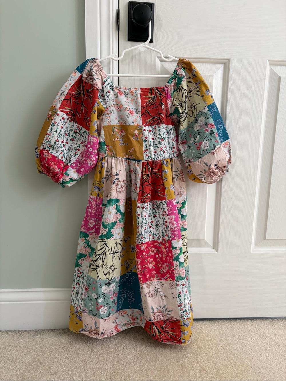 Next brand Patchwork Floral Puff-Sleeve Kids Dress